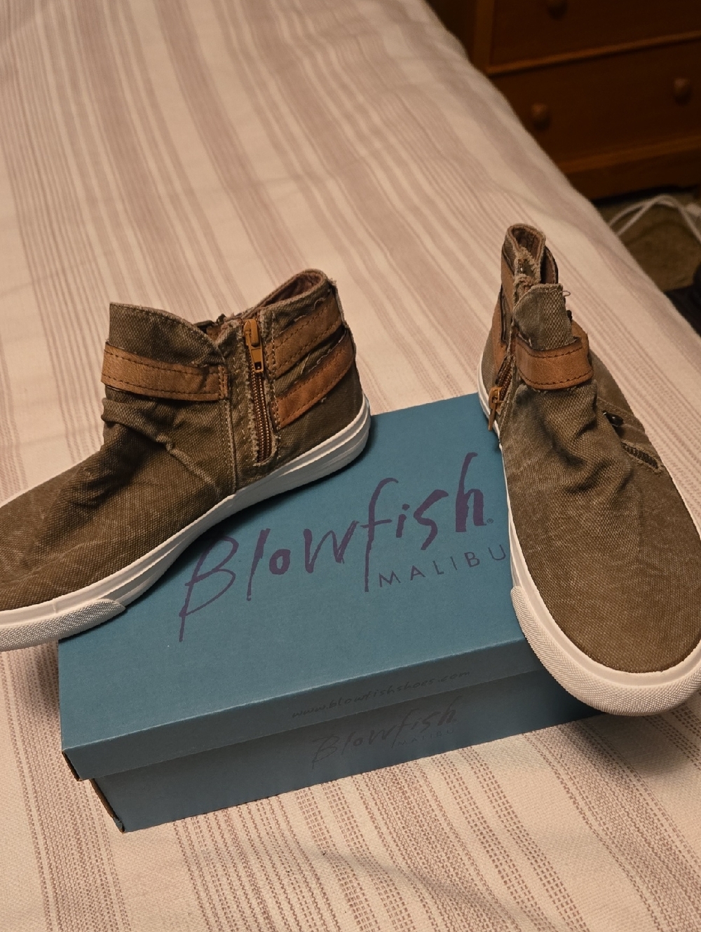Blowfish Rustic Brown Canvas High-Top Sneakers with Brown Accents